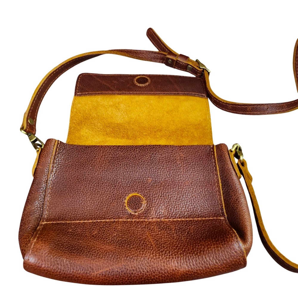 Portland Leather Goods Brown Pebbled Leather Crossbody Bag Artisan Made Small - Picture 2 of 13